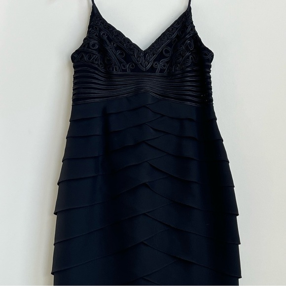 New Vintage Cache Y2K Asymmetric Ruffle Chiffon Ruched Illusion Dress 12 Ribbon - Picture 7 of 16